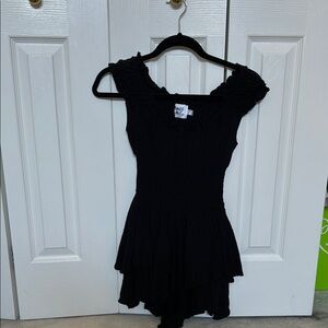 Black Ruffled Sleeveless romper